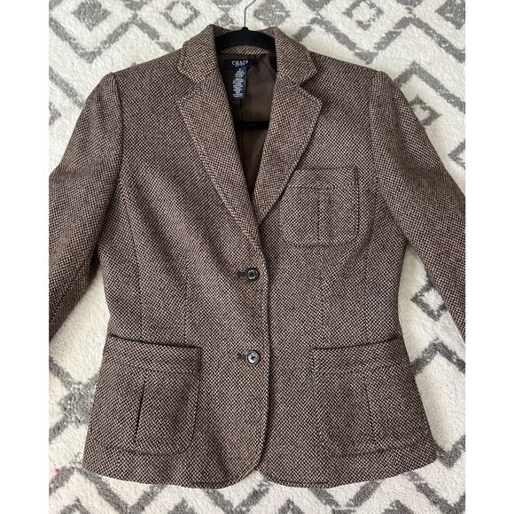 CHAPS Vintage Herringbone Wool Blend Equestrian Blazer Jacket - Picture 7 of 13